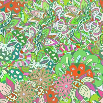 Tracery seamless pattern. Mehndi design. Ethnic doodle texture. Curved doodli Illustrazione stock