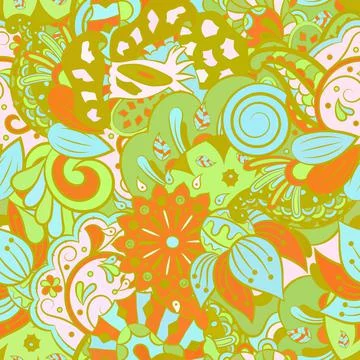 Tracery seamless pattern. Mehndi design. Ethnic doodle texture. Curved doodli Stock Illustration
