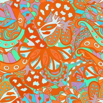 Tracery seamless pattern. Mehndi design. Ethnic doodle texture. Curved doodli Illustrazione stock