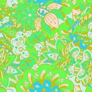 Tracery seamless pattern. Mehndi design. 6 colors. Ethnic doodle texture. Cur 스톡 일러스트