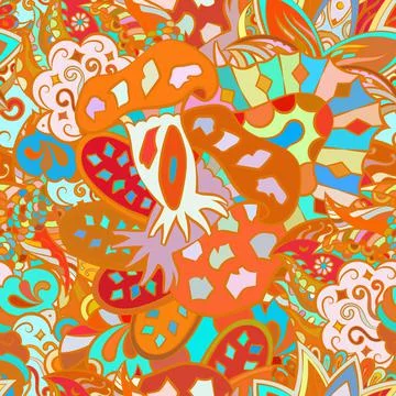 Tracery seamless pattern. Mehndi design. Ethnic doodle texture. Curved doodli Stock Illustration
