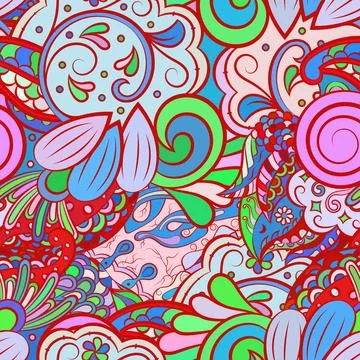 Tracery seamless pattern. Mehndi design. Ethnic doodle texture. Curved doodli Stock Illustration