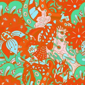 Tracery seamless pattern. Mehndi design. Ethnic doodle texture. Curved doodli Illustrazione stock