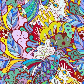 Tracery seamless pattern. Mehndi design. Ethnic doodle texture. Curved doodli Stock Illustration