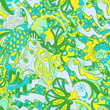 Tracery seamless pattern. Mehndi design. 6 colors. Ethnic doodle texture. Cur Illustrazione stock