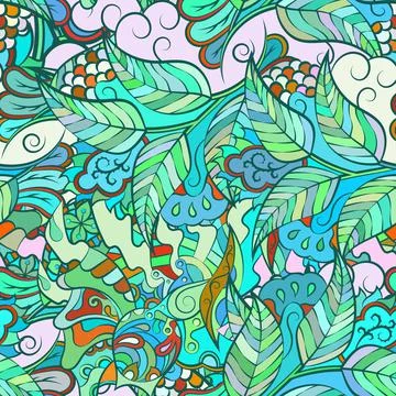 Tracery seamless pattern. Mehndi design. Ethnic doodle texture. Curved doodli Stock Illustration