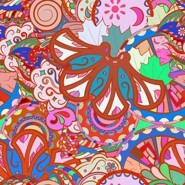 Tracery seamless pattern. Mehndi design. Ethnic doodle texture. Curved doodli Stock Illustration