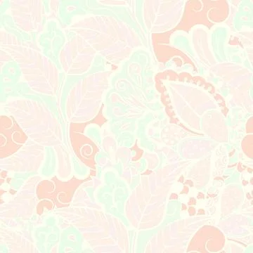 Tracery seamless pattern. Mehndi design. Pastel. 6 colors. Ethnic doodle text Stock Illustration