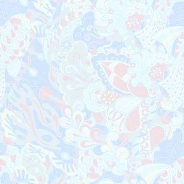 Tracery seamless pattern. Mehndi design. Pastel. 7 colors. Ethnic doodle text 스톡 일러스트