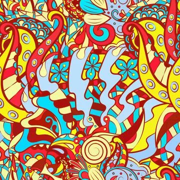 Tracery seamless pattern. Mehndi design. Ethnic doodle texture. Curved doodli Stock Illustration
