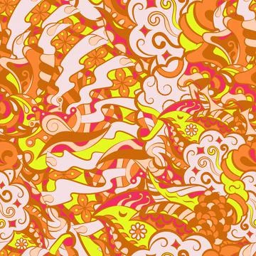 Tracery seamless pattern. Mehndi design. 6 colors. Ethnic doodle texture. Cur Stock Illustration