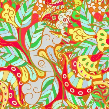 Tracery seamless pattern. Mehndi design. Ethnic doodle texture. Curved doodli イラスト素材