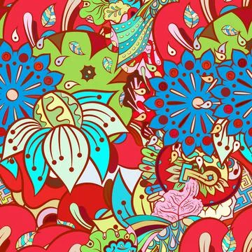 Tracery seamless pattern. Mehndi design. Ethnic doodle texture. Curved doodli Illustrazione stock