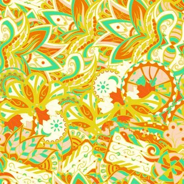 Tracery seamless pattern. Mehndi design. 6 colors. Ethnic doodle texture. Cur Illustrazione stock