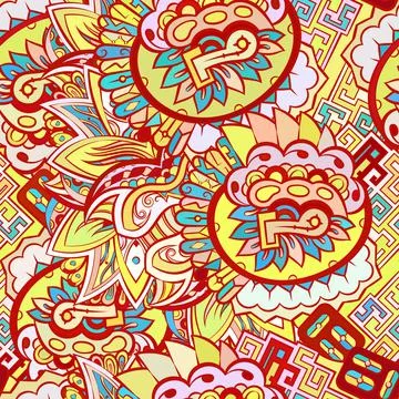 Tracery seamless pattern. Mehndi design. Ethnic doodle texture. Curved doodli イラスト素材