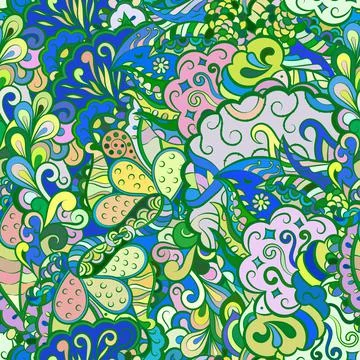Tracery seamless pattern. Mehndi design. Ethnic doodle texture. Curved doodli 스톡 일러스트