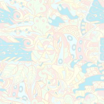 Tracery seamless pattern. Mehndi design. Pastel. 7 colors. Ethnic doodle text Illustrazione stock