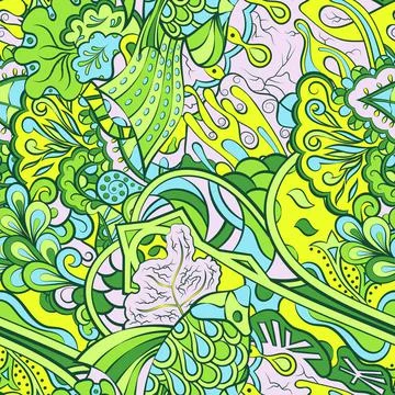 Tracery seamless pattern. Mehndi design. 7 colors. Ethnic doodle texture. Cur Illustrazione stock