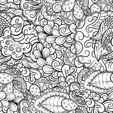 Tracery seamless pattern. Mehndi design. Binary monochrome black and white. E Stock Illustration