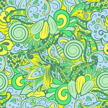 Tracery seamless pattern. Mehndi design. 6 colors. Ethnic doodle texture. Cur Stock Illustration