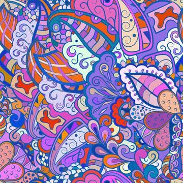 Tracery seamless pattern. Mehndi design. Ethnic doodle texture. Curved doodli Illustrazione stock