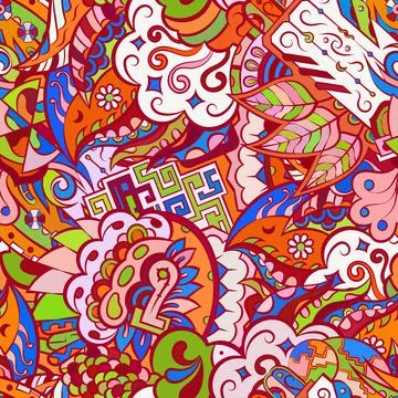 Tracery seamless pattern. Mehndi design. Ethnic doodle texture. Curved doodli Stock Illustration
