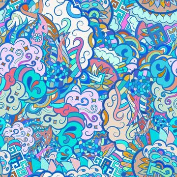 Tracery seamless pattern. Mehndi design. Ethnic doodle texture. Curved doodli Illustrazione stock