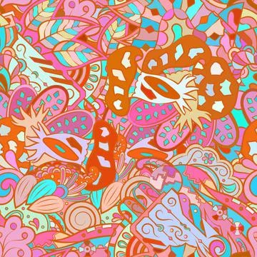 Tracery seamless pattern. Mehndi design. Ethnic doodle texture. Curved doodli Illustrazione stock