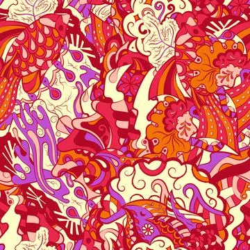 Tracery seamless pattern. Mehndi design. 6 colors. Ethnic doodle texture. Cur Stock Illustration