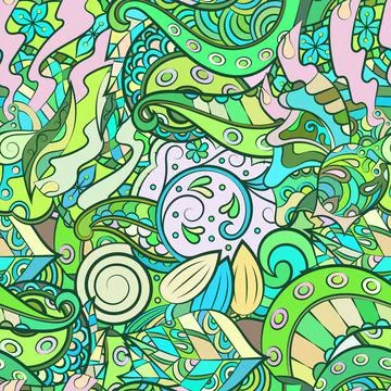Tracery seamless pattern. Mehndi design. Ethnic doodle texture. Curved doodli Illustrazione stock