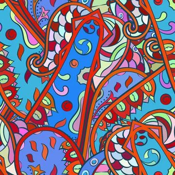 Tracery seamless pattern. Mehndi design. Ethnic doodle texture. Curved doodli Illustrazione stock