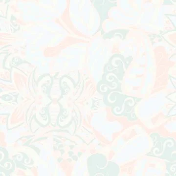 Tracery seamless pattern. Mehndi design. Pastel. 6 colors. Ethnic doodle text Stock Illustration