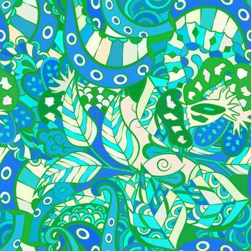 Tracery seamless pattern. Mehndi design. Ethnic doodle texture. Curved doodli Stock Illustration
