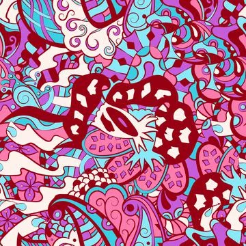 Tracery seamless pattern. Mehndi design. 6 colors. Ethnic doodle texture. Cur Illustrazione stock