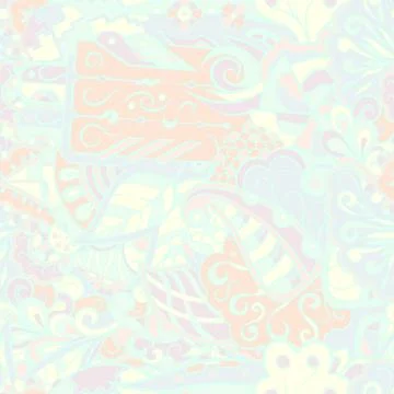 Tracery seamless pattern. Mehndi design. Pastel. 7 colors. Ethnic doodle text Stock Illustration