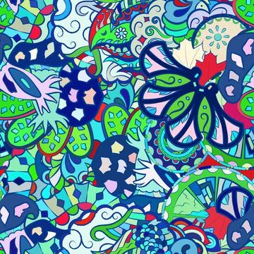 Tracery seamless pattern. Mehndi design. Ethnic doodle texture. Curved doodli Stock Illustration
