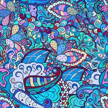 Tracery seamless pattern. Mehndi design. Ethnic doodle texture. Curved doodli Illustrazione stock