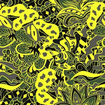 Tracery seamless pattern. Mehndi design. Dark sharp colors. 6 colors. Ethnic  스톡 일러스트
