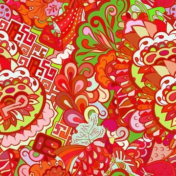Tracery seamless pattern. Mehndi design. Ethnic doodle texture. Curved doodli Illustration
