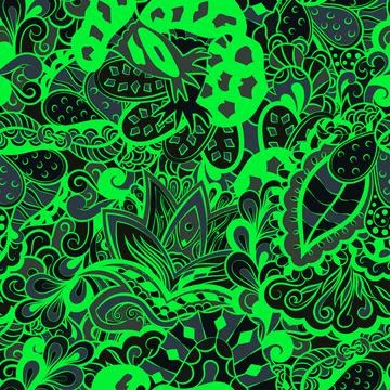 Tracery seamless pattern. Mehndi design. Dark sharp colors. 6 colors. Ethnic  스톡 일러스트