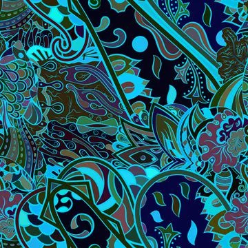 Tracery seamless pattern. Mehndi design. Dark sharp colors. Ethnic doodle tex 스톡 일러스트