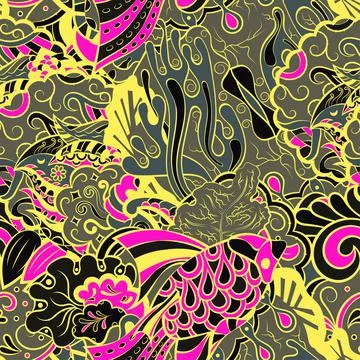 Tracery seamless pattern. Mehndi design. Dark sharp colors. 6 colors. Ethnic  库存插图