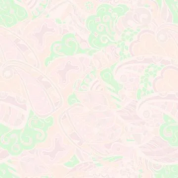 Tracery seamless pattern. Mehndi design. Pastel. 6 colors. Ethnic doodle text Stock Illustration