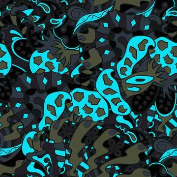 Tracery seamless pattern. Mehndi design. Dark sharp colors. 7 colors. Ethnic  스톡 일러스트