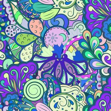 Tracery seamless pattern. Mehndi design. Ethnic doodle texture. Curved doodli Illustrazione stock