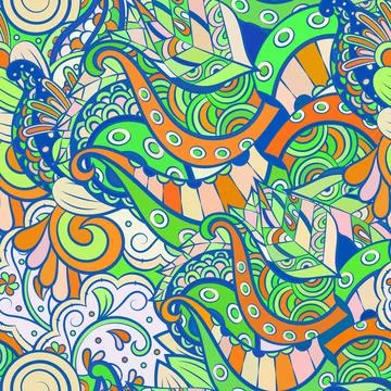Tracery seamless pattern. Mehndi design. Ethnic doodle texture. Curved doodli Illustrazione stock