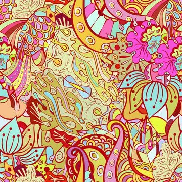 Tracery seamless pattern. Mehndi design. Ethnic doodle texture. Curved doodli Illustrazione stock
