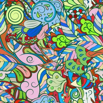 Tracery seamless pattern. Mehndi design. Ethnic doodle texture. Curved doodli 스톡 일러스트