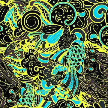 Tracery seamless pattern. Mehndi design. Dark sharp colors. 6 colors. Ethnic  스톡 일러스트