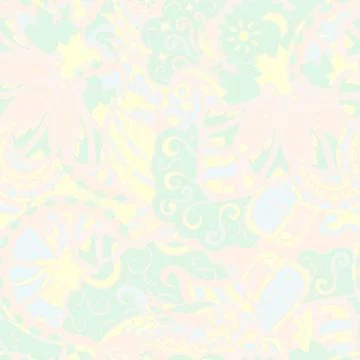 Tracery seamless pattern. Mehndi design. Pastel. 6 colors. Ethnic doodle text Stock Illustration